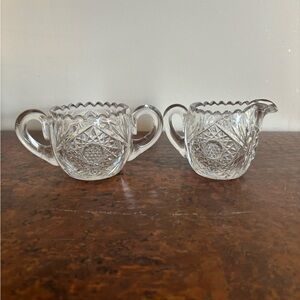 Antique Cut Crystal Cream & Sugar
Bowl ~ American Brilliant Period